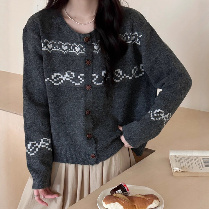 Damen Kuscheliger Strickcardigan mit einzigartigem Muster Drune