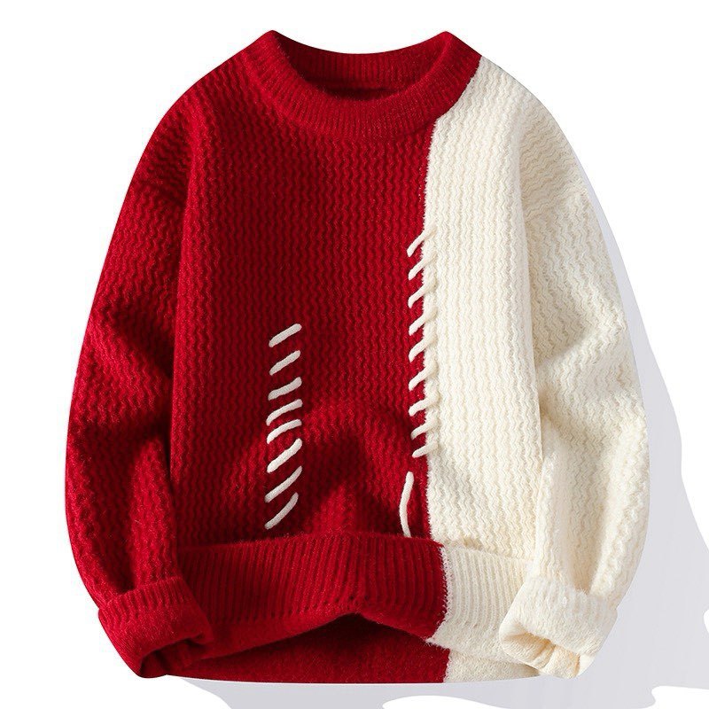 Unisex nan strukturierter Oversize-Strickpullover mit Zopfmuster und dekorativer Steppnaht Drune