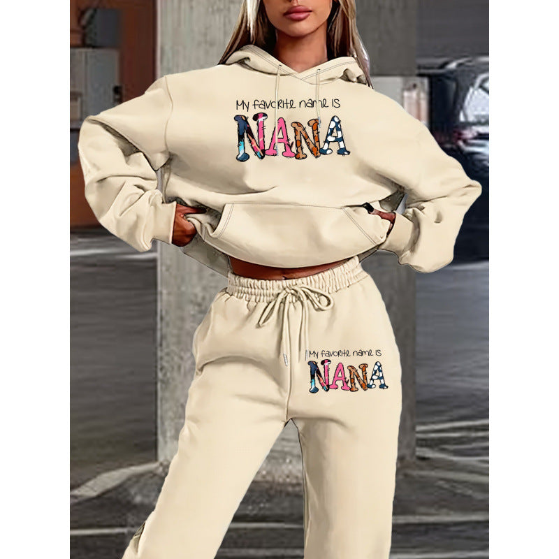 Damen Jogginganzug mit kreativem Schriftzug und bequemer Passform Drune