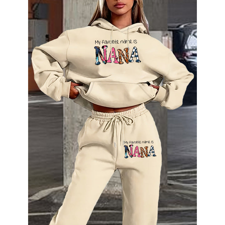 Damen Jogginganzug mit kreativem Schriftzug und bequemer Passform Drune