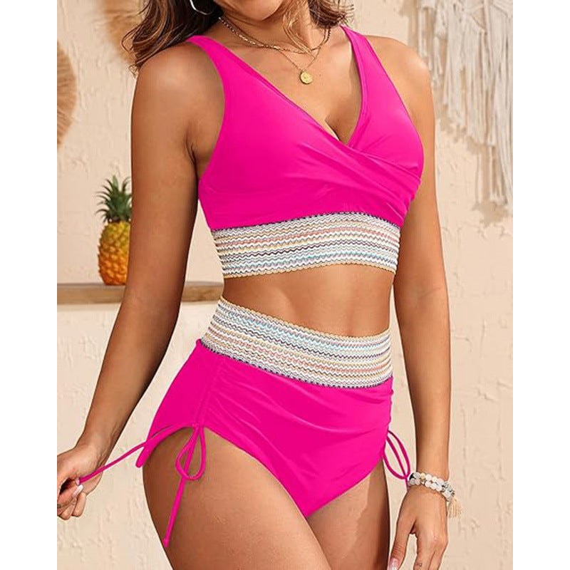 Damen Bikini-Set mit modischem Wickeldesign und verstellbaren Trägern Drune
