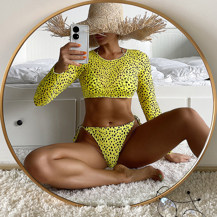 Damen Langarm-Bikini-Set mit marbled Design Drune