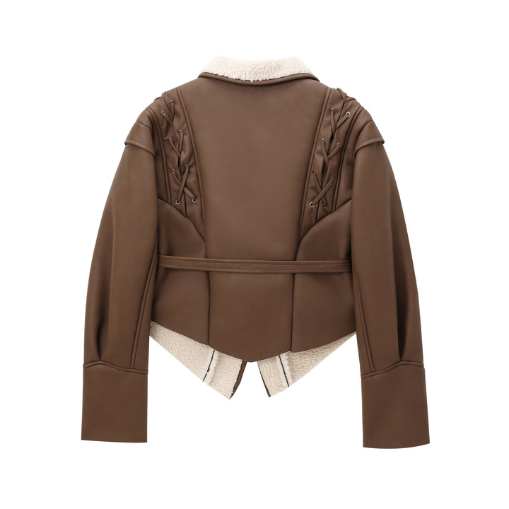 Damen kuschelige Jacke mit elegantem Kragen und gefüttertem Innenleben Drune