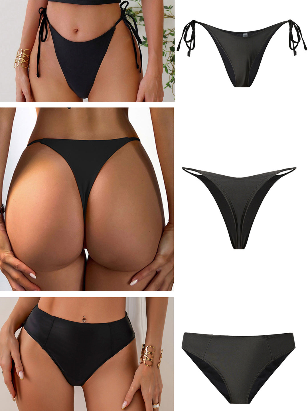 Damen Hochgeschnittener Bikini mit seitlichen Bindebändern Drune