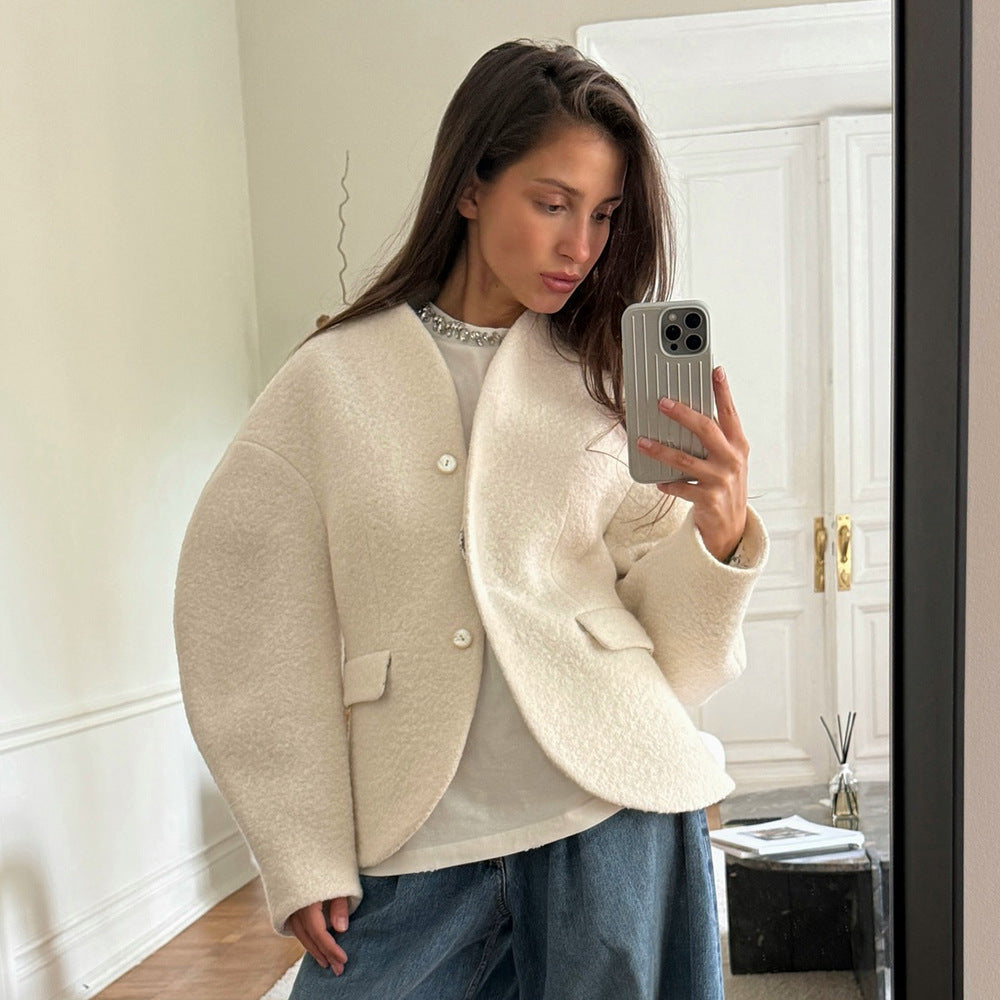 Damen Oversized Blazerjacke aus kuscheligem Material Drune