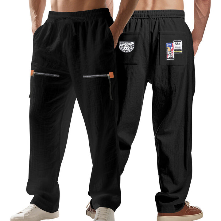 Herren lässige Cargo-Hose mit seitlichen Reißverschlusstaschen Drune