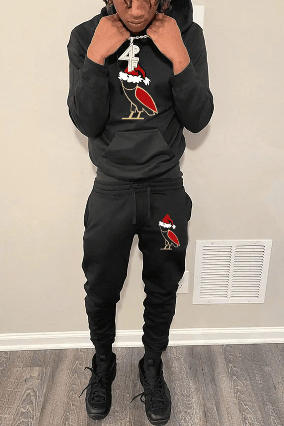 Damen Hoodie und Jogginghose Set mit festlichemDesign Drune
