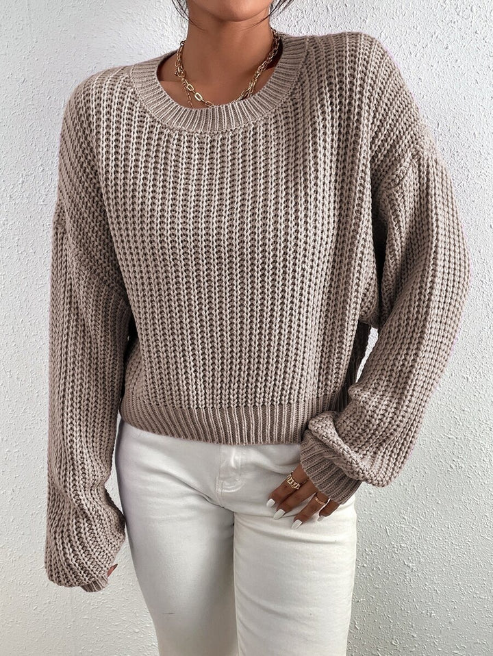 Damen Modischer Grobstrickpullover mit überschnittenen Schultern und weitem Schnitt Drune
