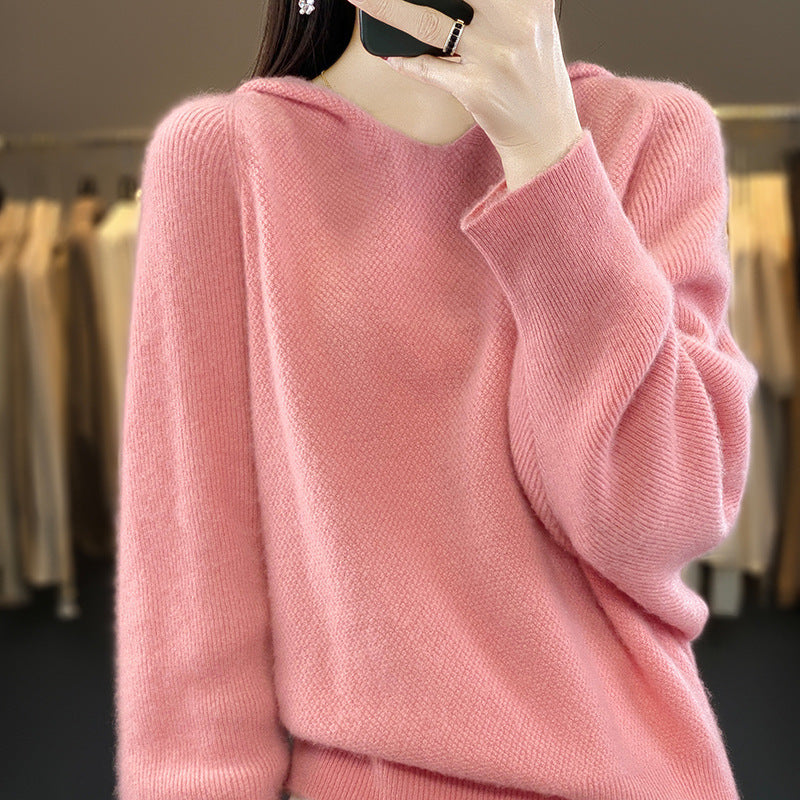 Damen lässiger Pullover mit voluminösen Ärmeln und V-Ausschnitt Drune