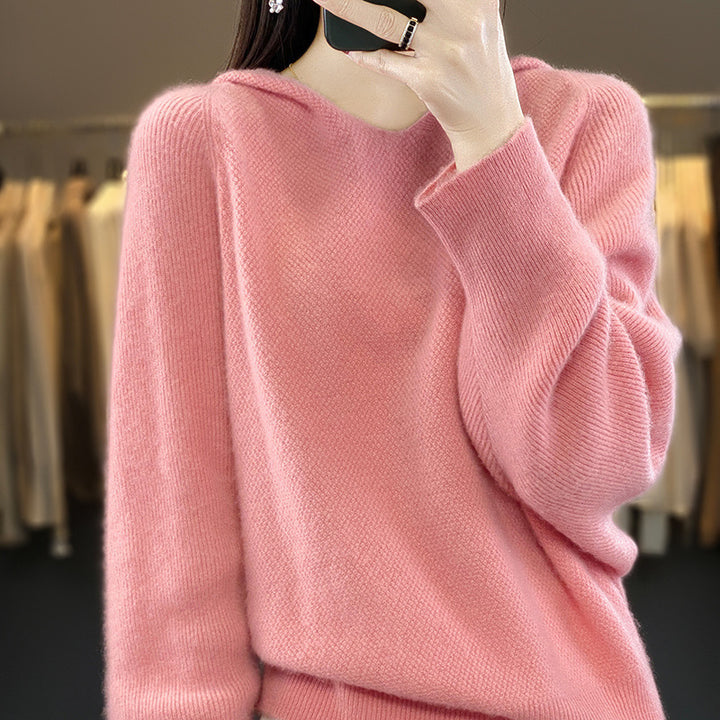 Damen lässiger Pullover mit voluminösen Ärmeln und V-Ausschnitt Drune