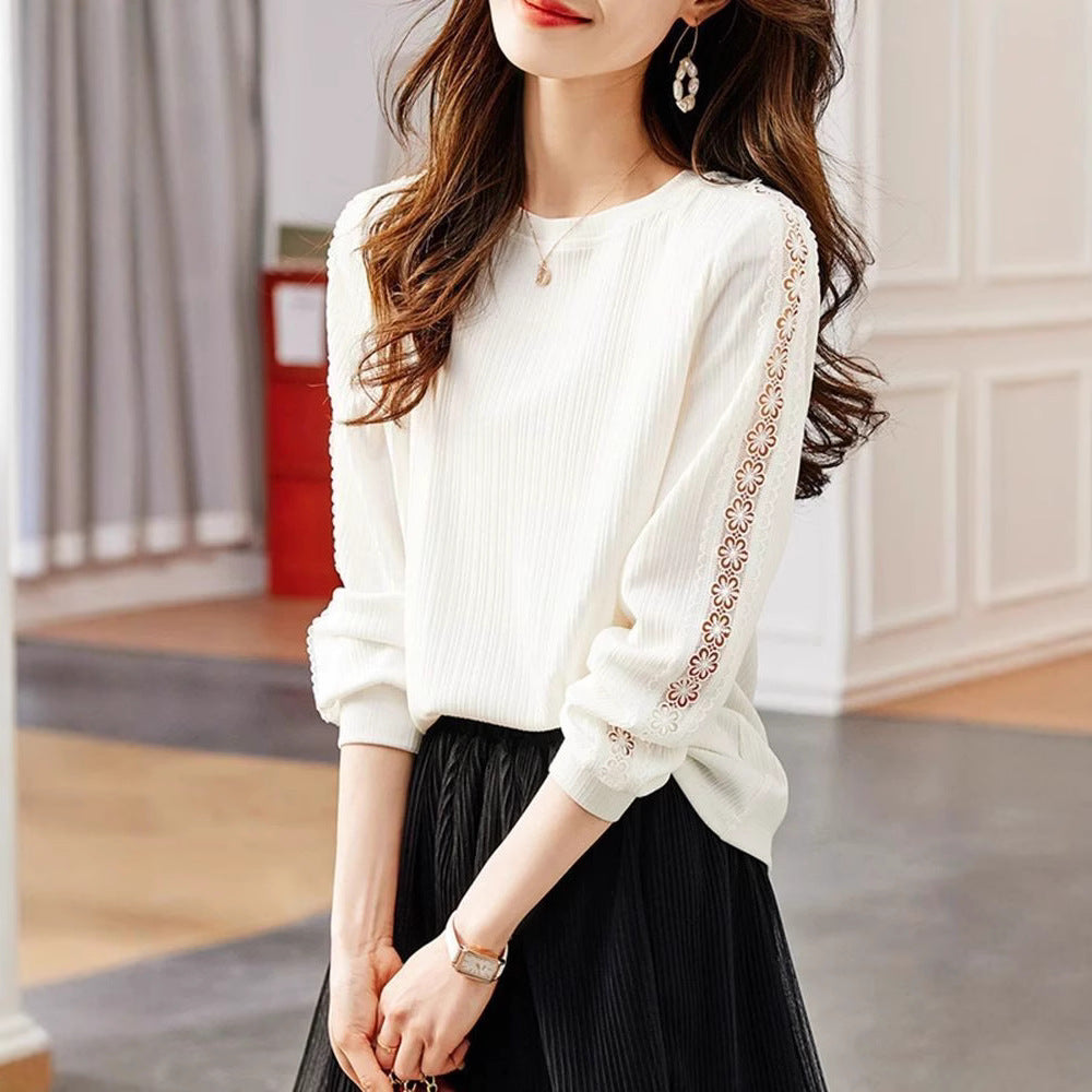 Damen elegante Strickpullover mit feinen Rippdetails und dekorativen Einsätzen Drune