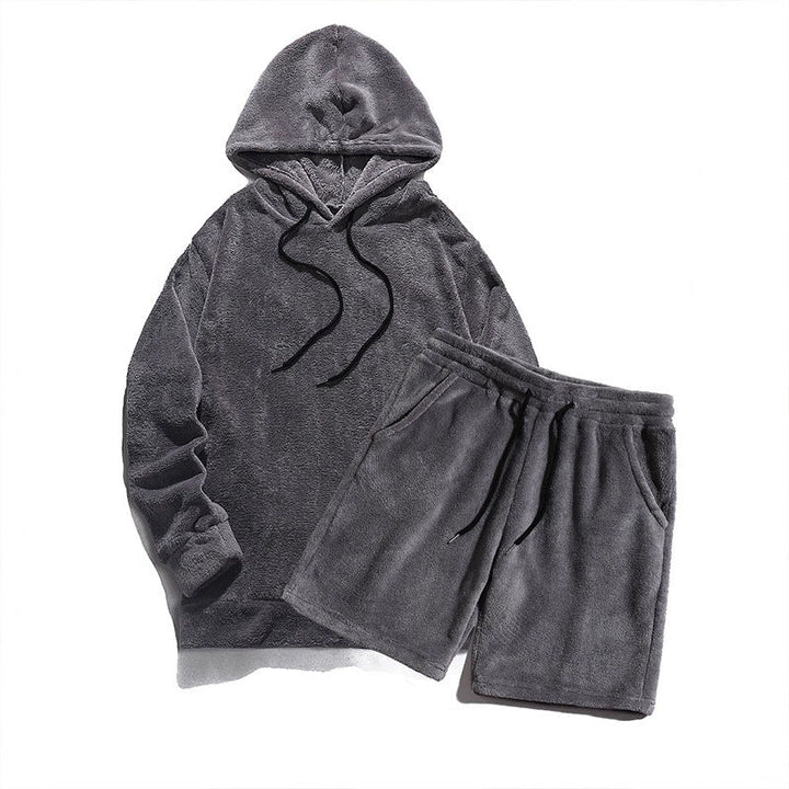 Herren Kuscheliges Hoodie-Shorts-Set Drune