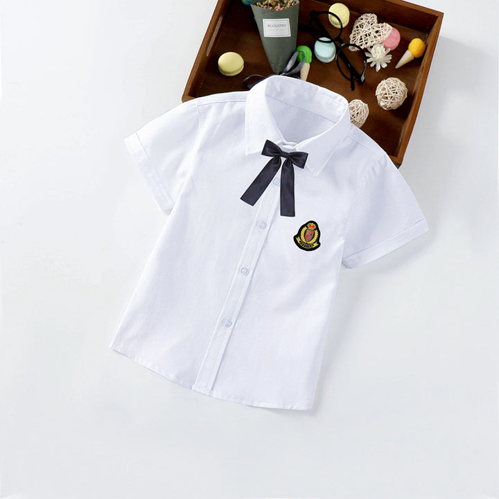 Jungen elegante kurzärmlige Bluse mit Fliege Drune