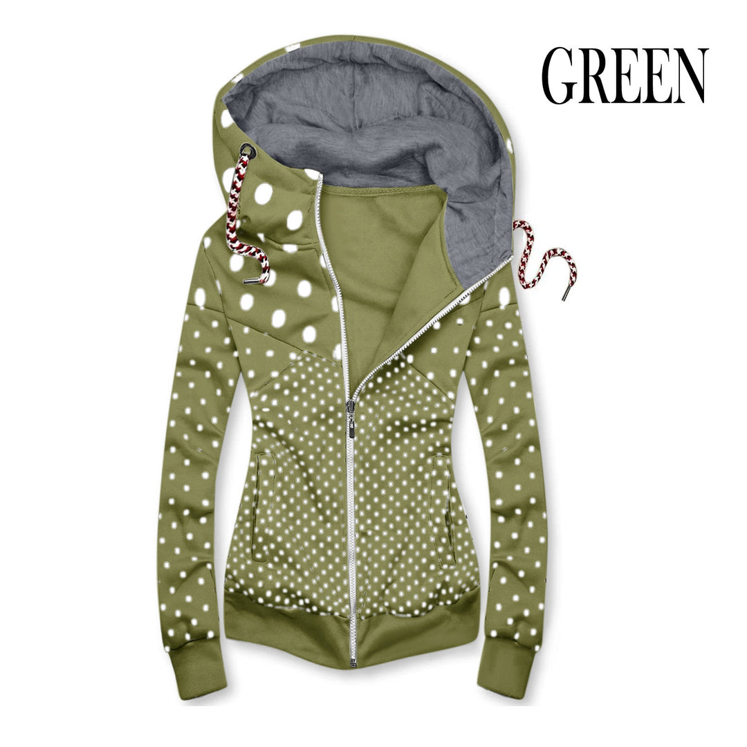 Damen Sportliche Kapuzenjacke mit verspieltem Punkte-Muster Drune