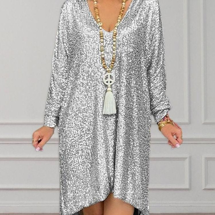 Damen Glitzerndes Kaftan-Kleid im lässigen Schnitt Drune