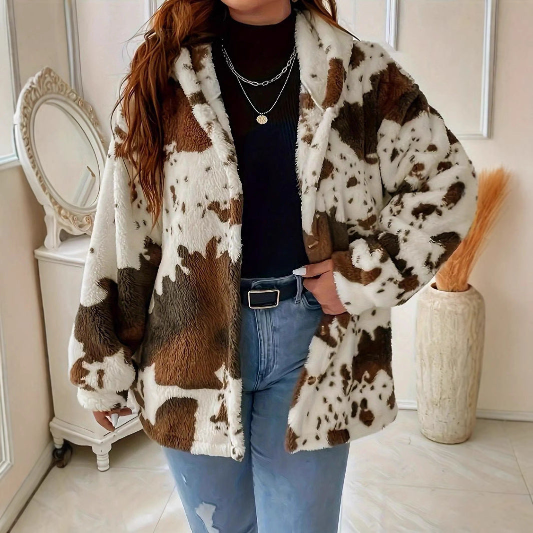 Damen Kuschelige Tierfell-Jacke im oversized Schnitt Drune