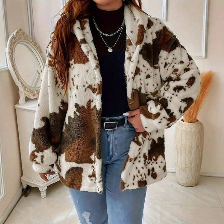 Damen Kuschelige Tierfell-Jacke im oversized Schnitt Drune