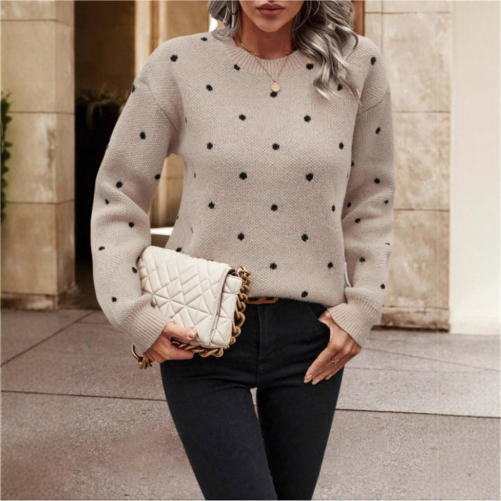 Damen Gemusterter Strickpullover mit Rundhalsausschnitt und lässiger Passform Drune