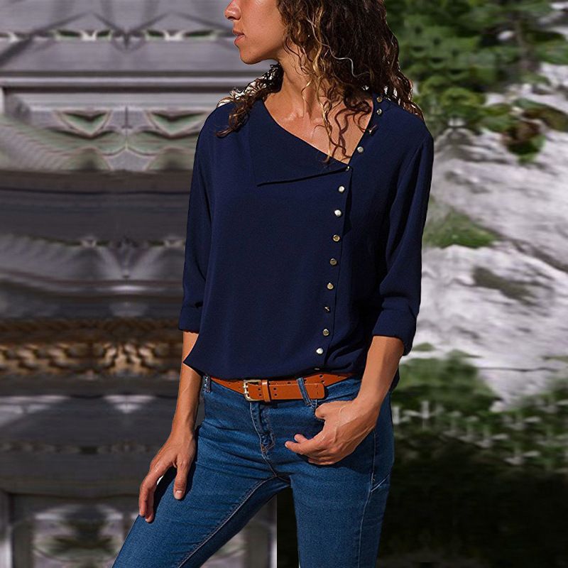 Damen Button-Up Relaxed Fit Bluse Drune