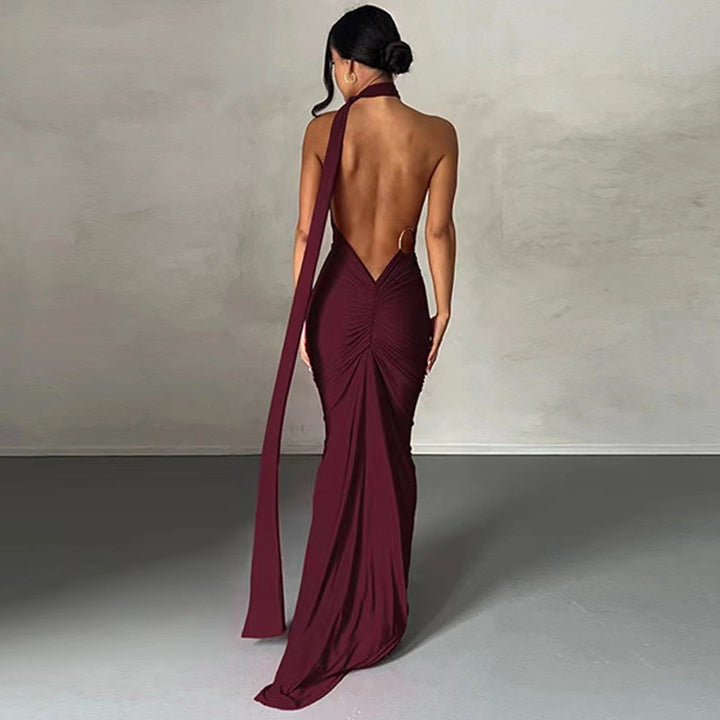 Damen Abendkleid im asymmetrischen Schnitt mit elegantem Schlitz und fließendem Stoff Drune