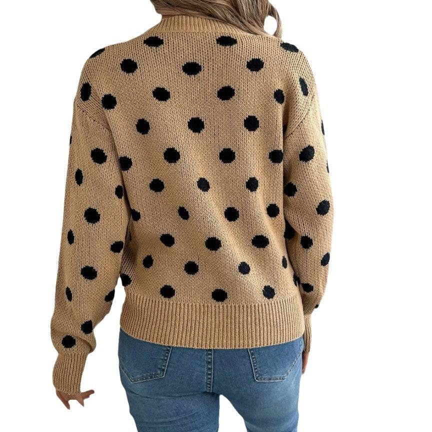 Damen Grobstrickpullover mit gepunktetem Muster und lässigem Schnitt Drune
