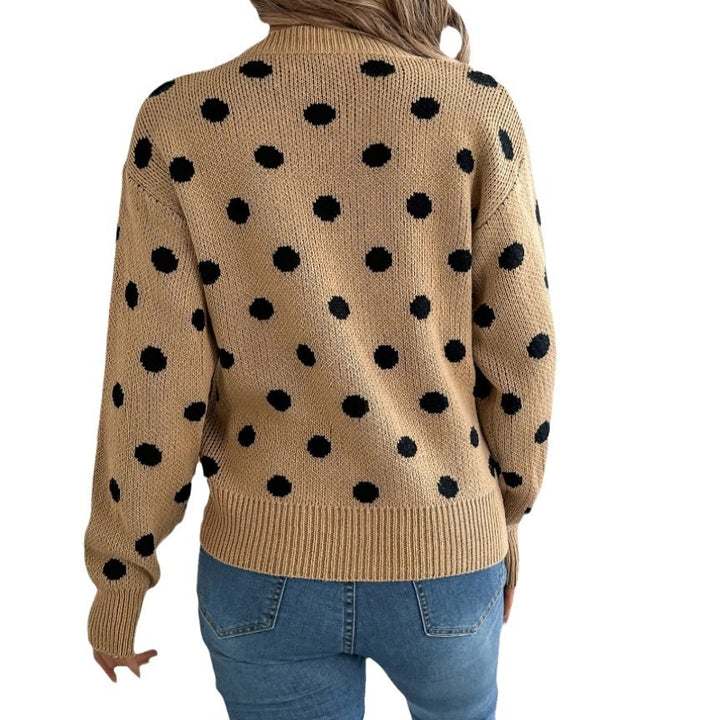 Damen Grobstrickpullover mit gepunktetem Muster und lässigem Schnitt Drune
