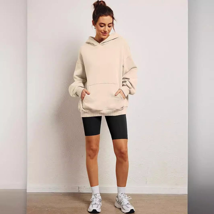 Damen lässiger Oversized Hoodie mit Kängurutasche Drune