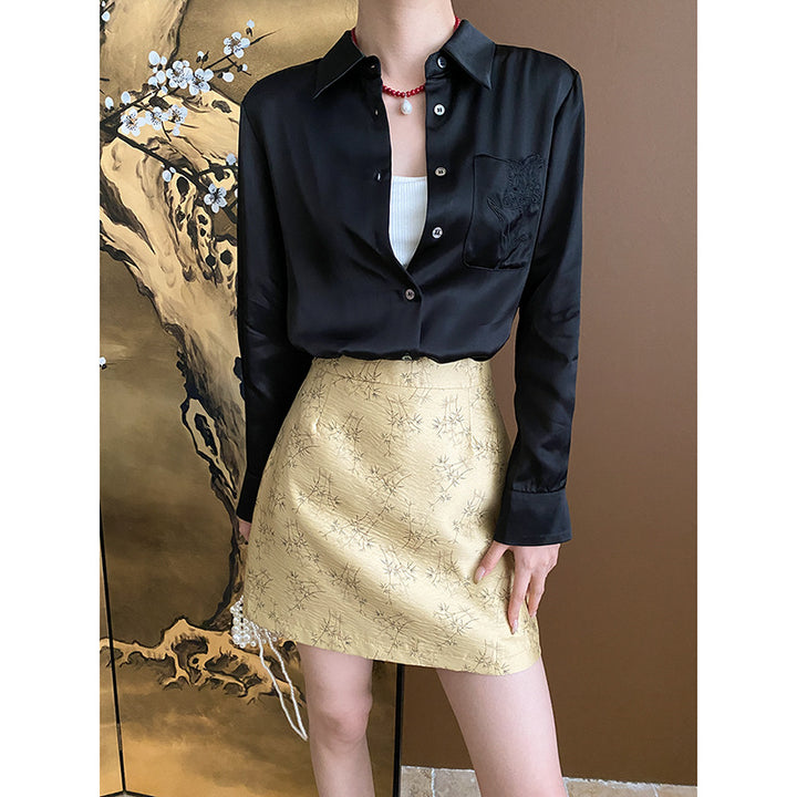 Damen stilvolle Bluse mit zarten Stickdetails und klassischem Schnitt Drune
