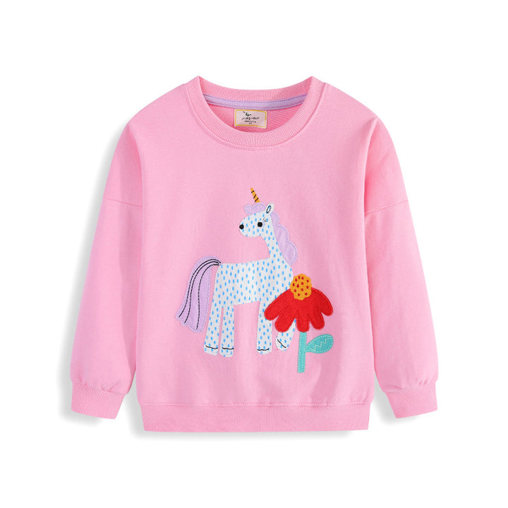 Mädchen Sweatshirt mit niedlichem Einhorn- und Blumen-Design Drune