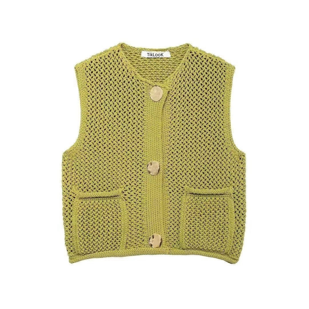 Damen Strickweste mit Knopfdetails und praktischen Taschen Drune