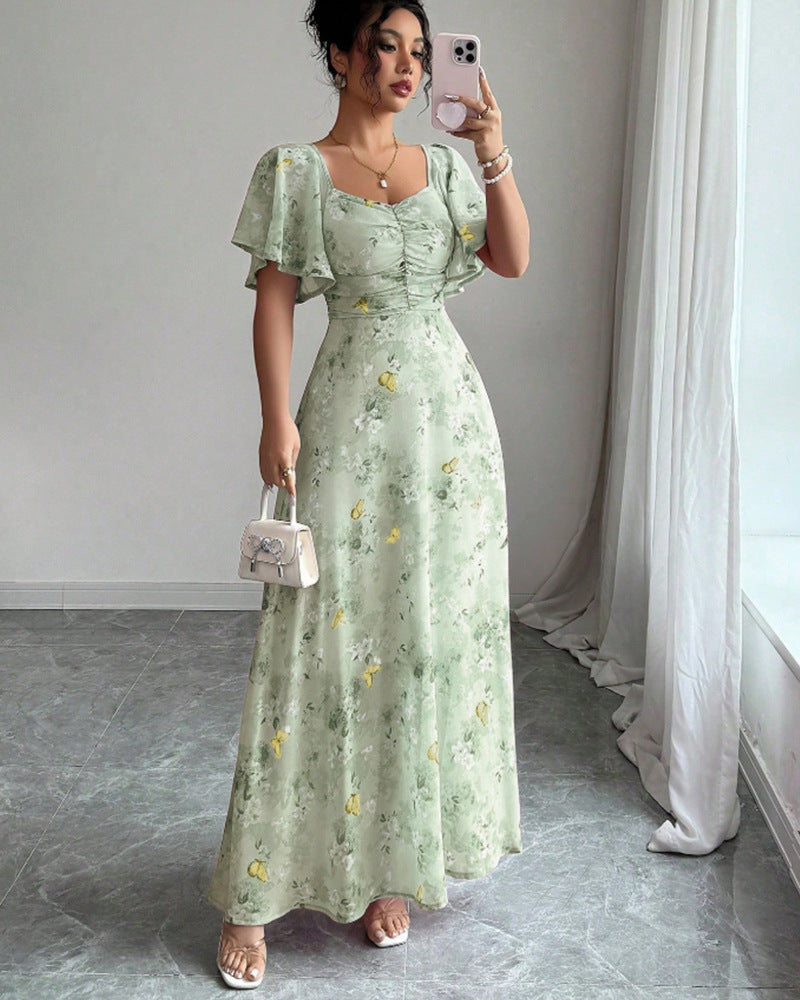 Damen Maxikleid mit fließendem Schnitt und romantischem Blumenmuster Drune