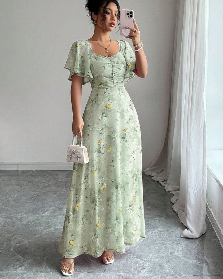 Damen Maxikleid mit fließendem Schnitt und romantischem Blumenmuster Drune