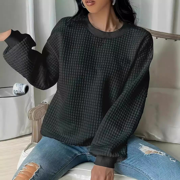Damen Pullover mit strukturiertem Waffeldesign und lässigem Schnitt Drune
