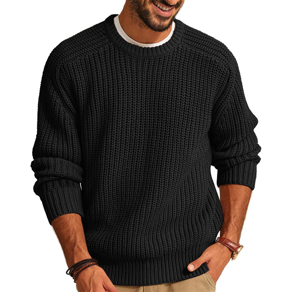 Herren Grobstrick Pullover mit Rundhalsausschnitt und lässigem Schnitt Drune