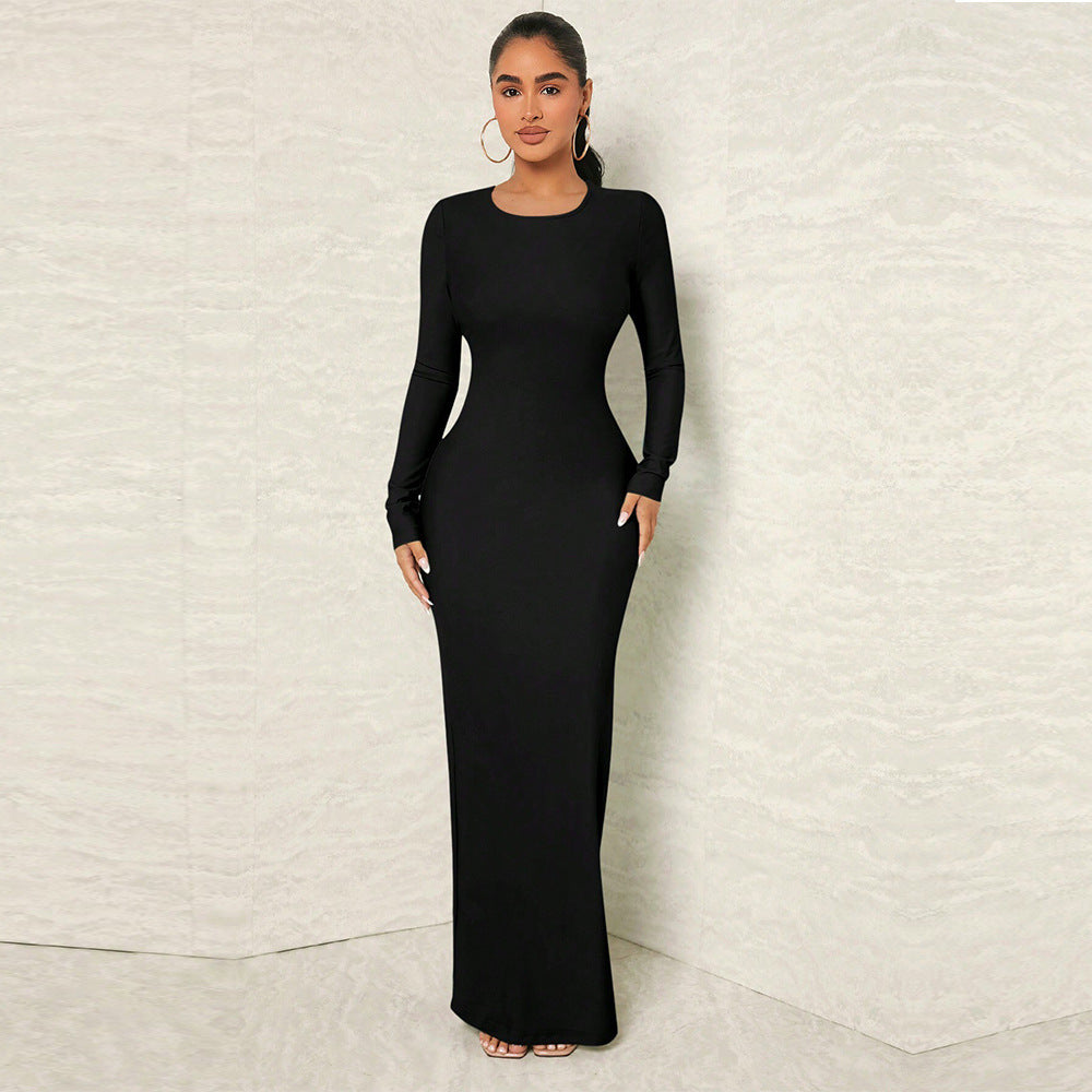 Damen Elegantes langärmliges Maxikleid Drune