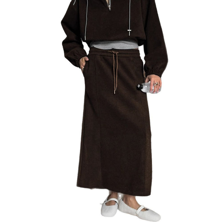 Damen Langer Rock aus hochwertigem Jersey mit elastischem Taillenband Drune