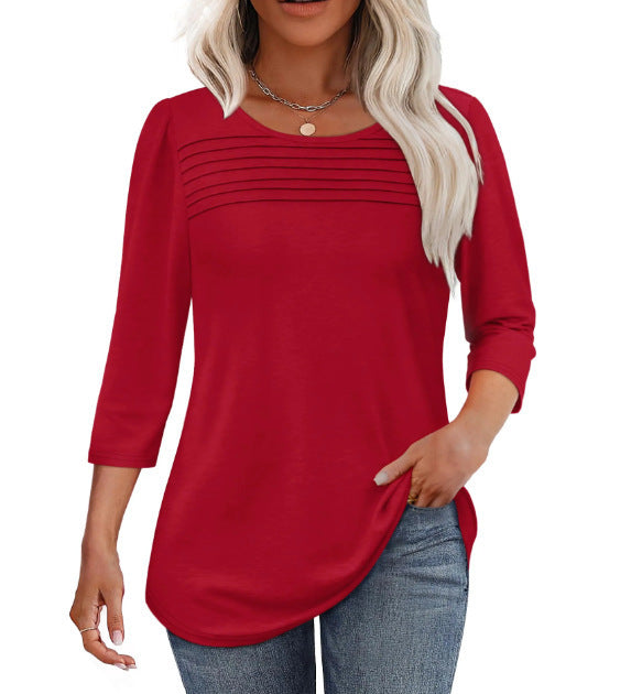 Damen Langarmshirt mit Plissee-Details Drune
