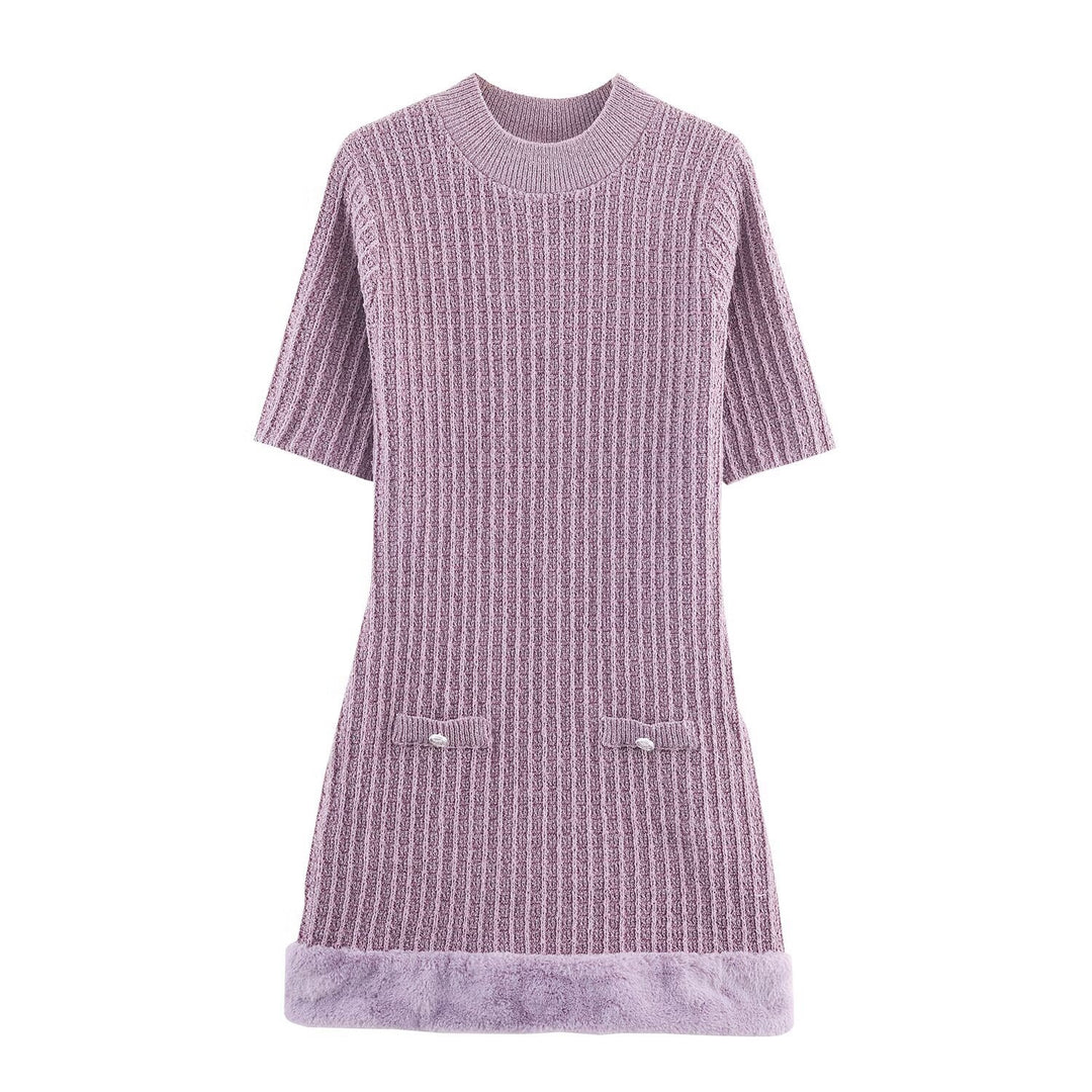 Damen Strickkleid mit dekorativen Taschen und kuscheligem Saum Drune
