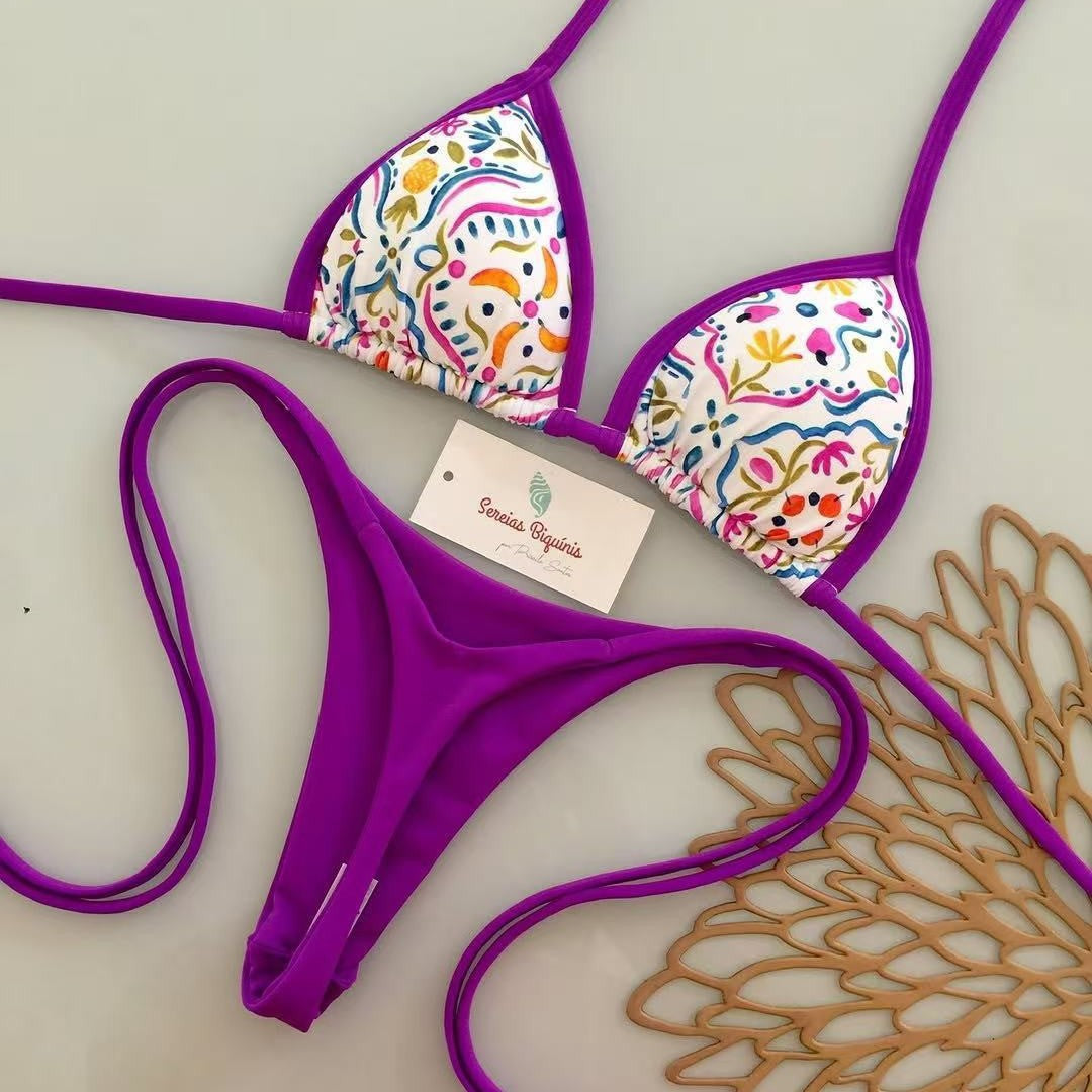Damen Triangel-Bikini mit frischem Melonenmuster Drune
