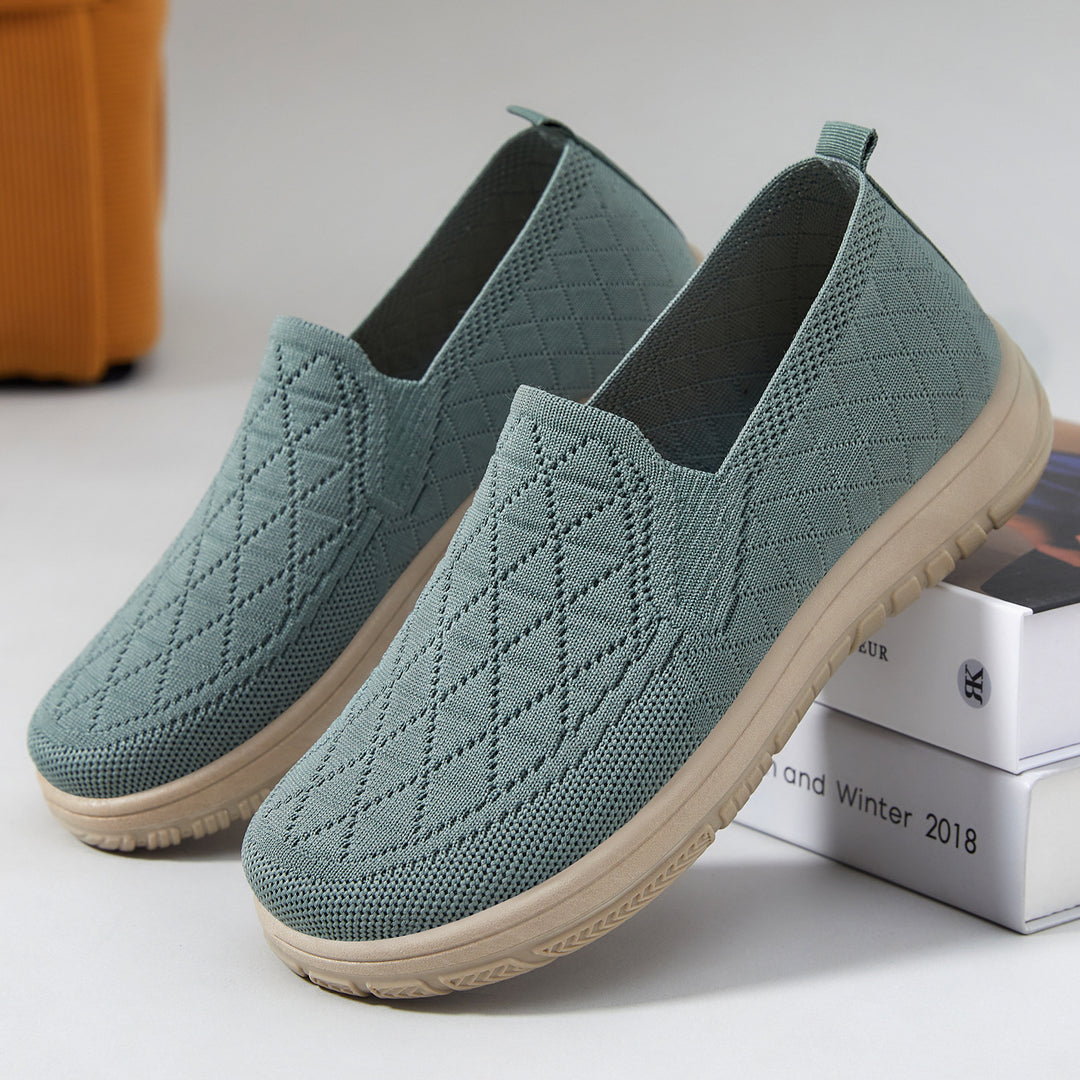 Damen nan atmungsaktiver Strick-Slipper mit orthopädischer Stoßdämpfung und flexibler Profilsohle Drune
