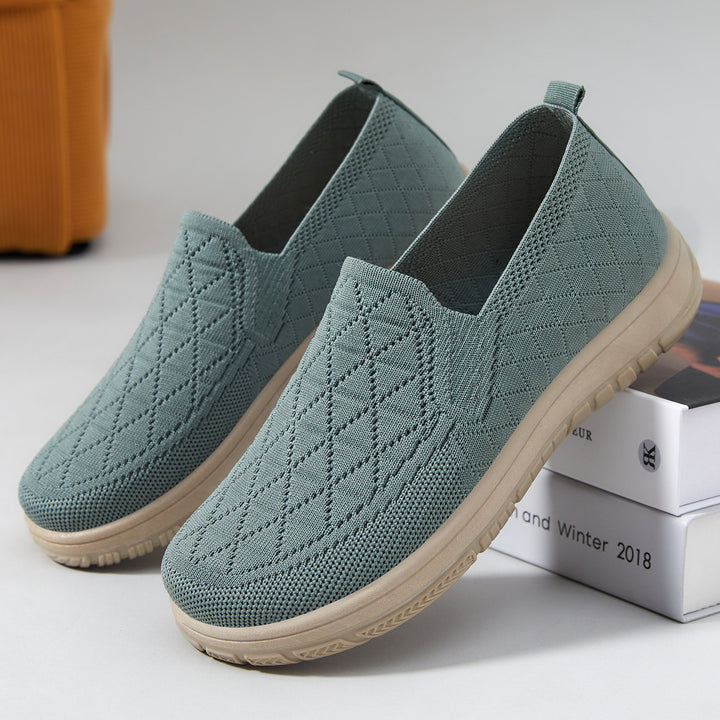 Damen nan atmungsaktiver Strick-Slipper mit orthopädischer Stoßdämpfung und flexibler Profilsohle Drune