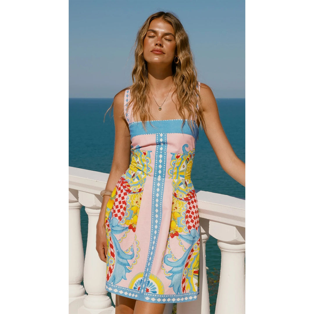 Damen Minikleid mit floralem Design und trägerloser Silhouette Drune