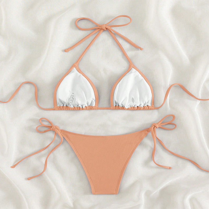 Damen Triangel-Bikini mit verstellbaren Bindebändern und hohem Beinausschnitt Drune