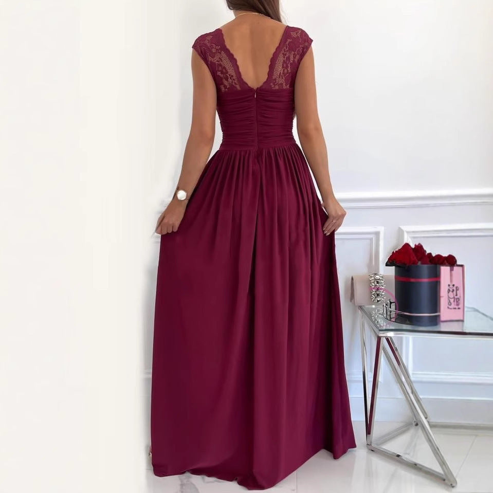 Damen Abendkleid mit tiefem Ausschnitt und Schlitz Drune