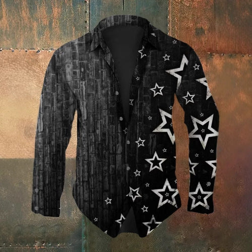 Herren Langarmhemd mit anspruchsvollem Totenkopf-Design und modernem Schnitt Drune