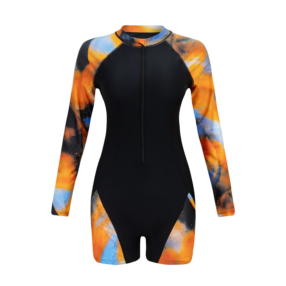 Damen Langarm-Surfuanzug mit buntem Kunstdesign Drune
