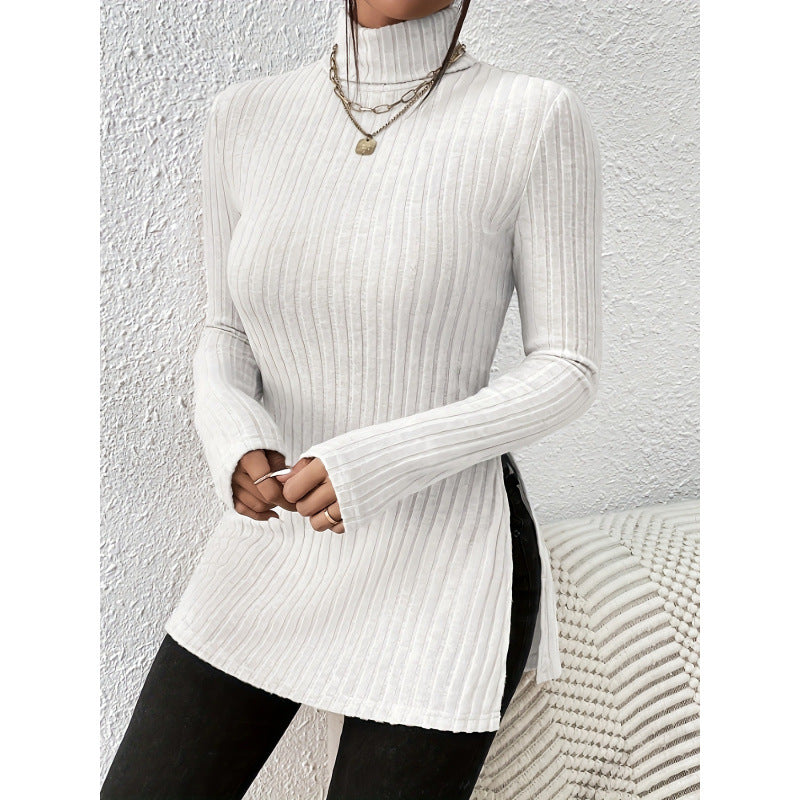Damen Modischer Rollkragenpullover mit angesagter Rippstruktur Drune