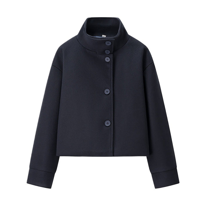 Damen modische Übergangsjacke mit hohem Kragen und Knopfdetails Drune