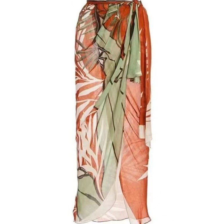 Damen Einteiler Badeanzug mit asymmetrischem Schnitt und floralem Wickelrock Drune
