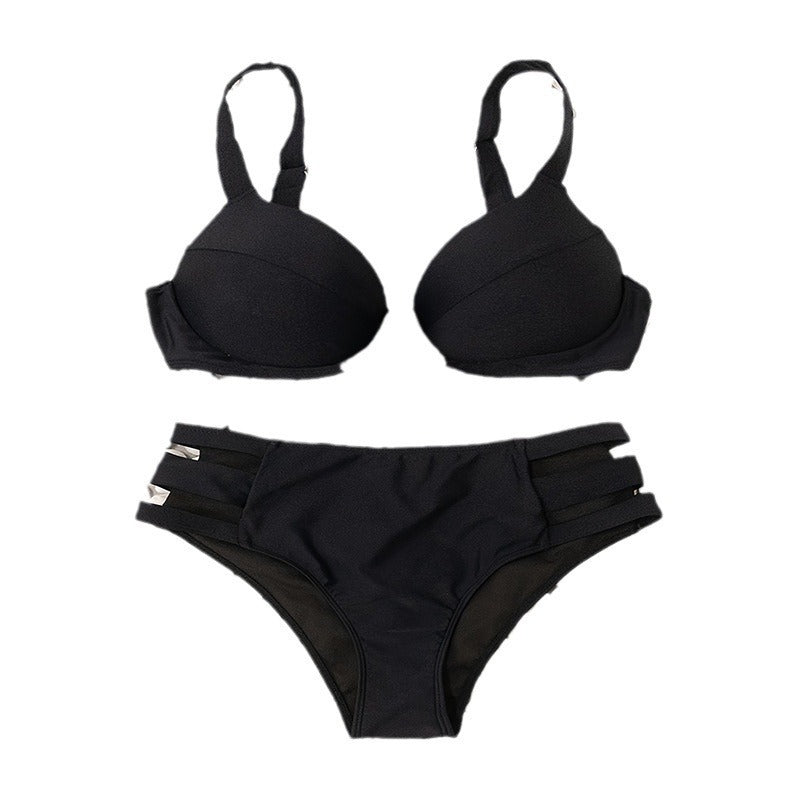 Damen Push-Up Bikini-Set mit hoch taillierter Hose und eleganten Cut-Out-Details Drune